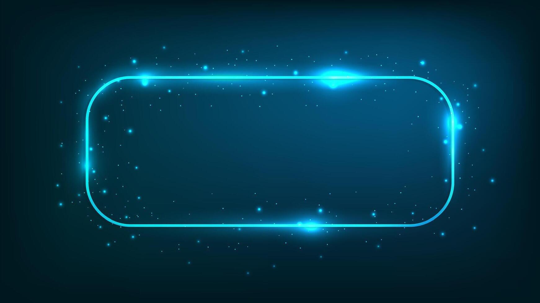 Neon rectangular frame with shining effects vector