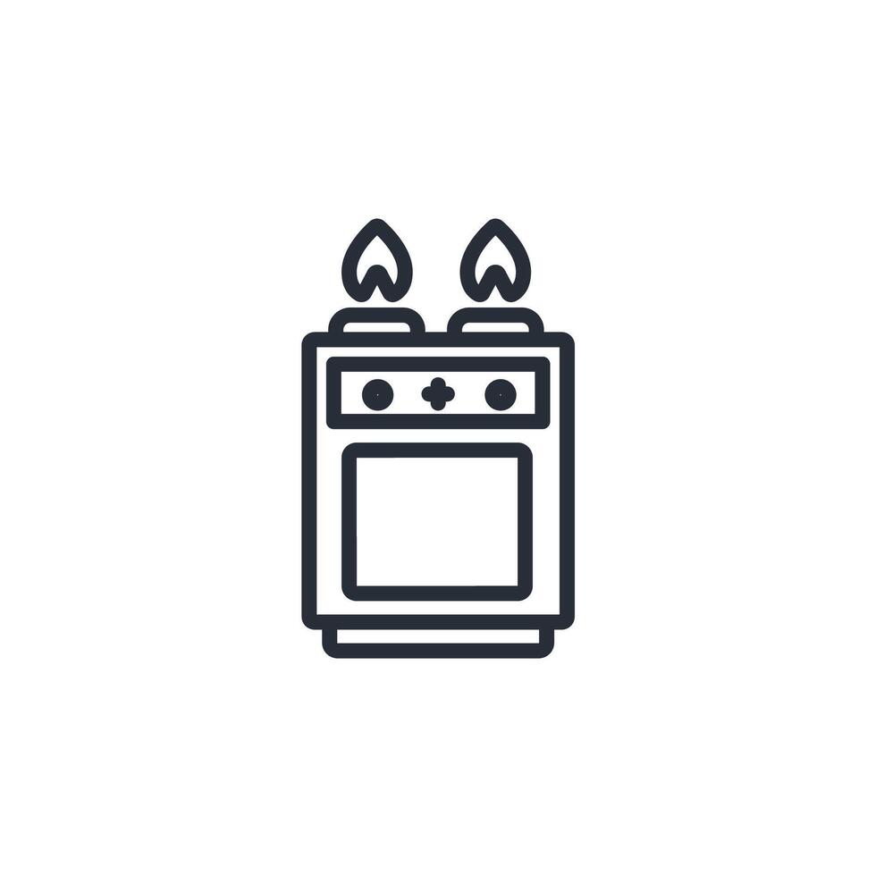 Gas stove icon. .Editable stroke.linear style sign for use web design,logo.Symbol illustration. vector