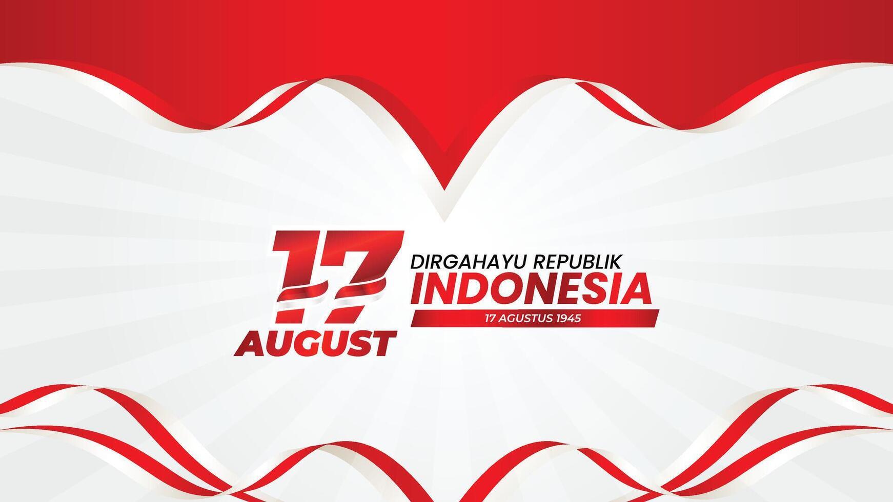 17 August. Indonesia happy independence day greeting card, banner, and texture background. Gradient indonesia independence day horizontal banner template vector