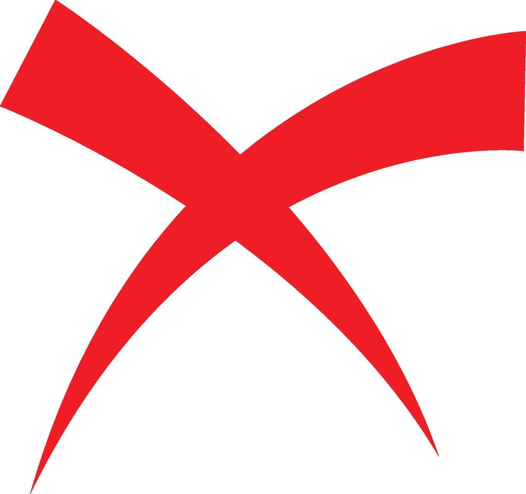 Red check mark icon. Wrong mark symbol. Wrong false mark symbol. Red cross isolated on transparent background. vector