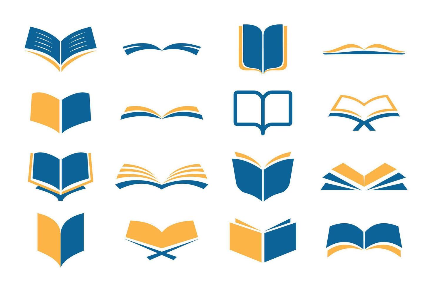 Set of opened open book icon logo . Education library university school logo vector