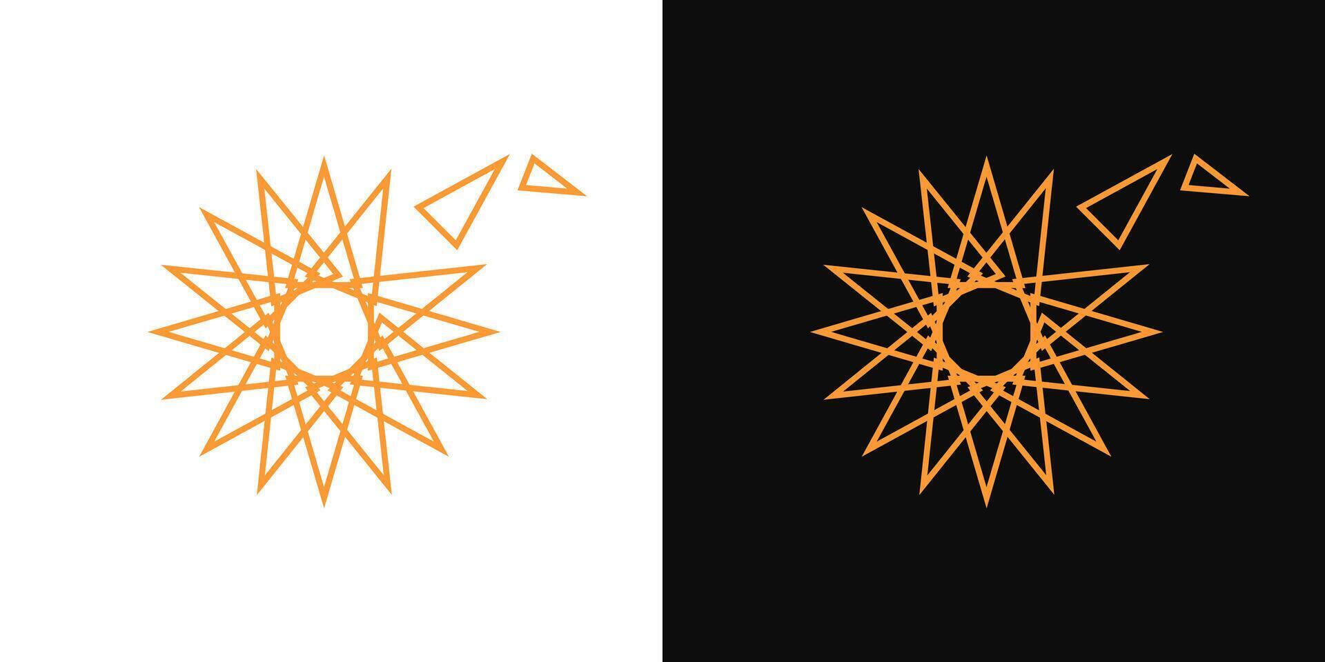 Sun logo outline . Linear sun light burst flare icon logo isolated vector