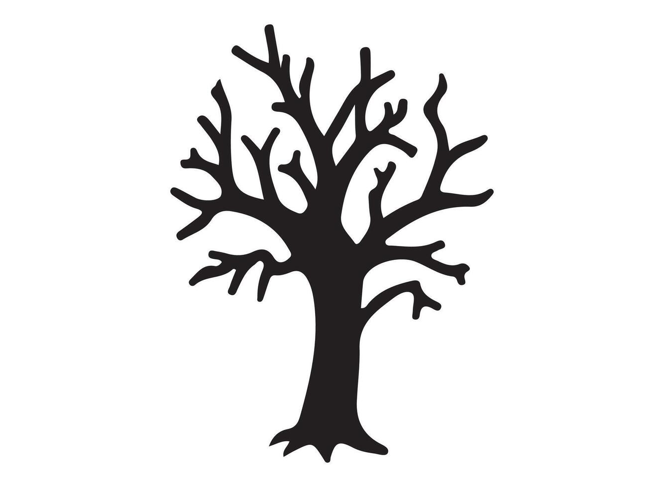 Spooky dead tree silhouette , helloween tree, illustration. vector
