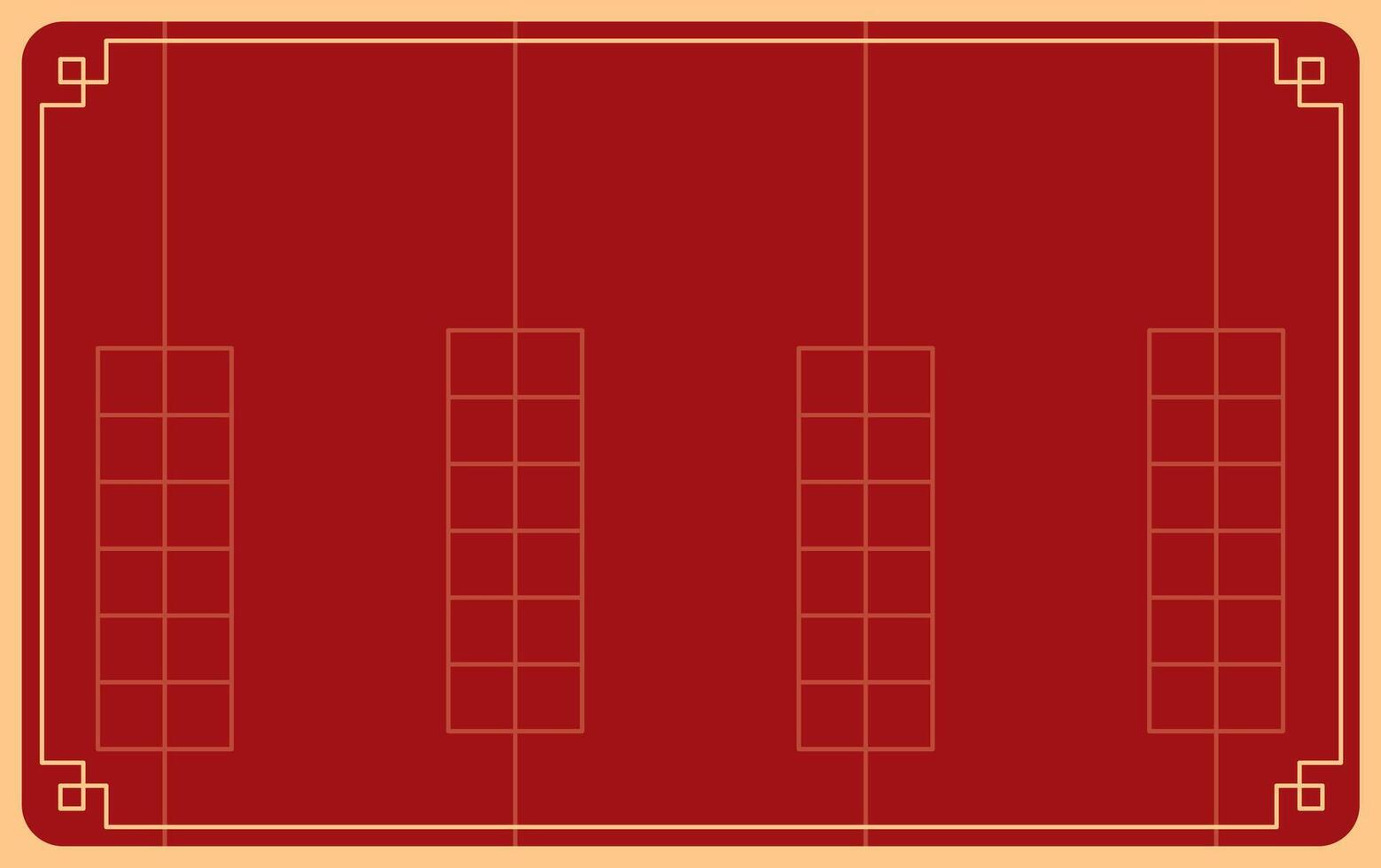 Chinese gold frame with oriental asian elements on red background vector