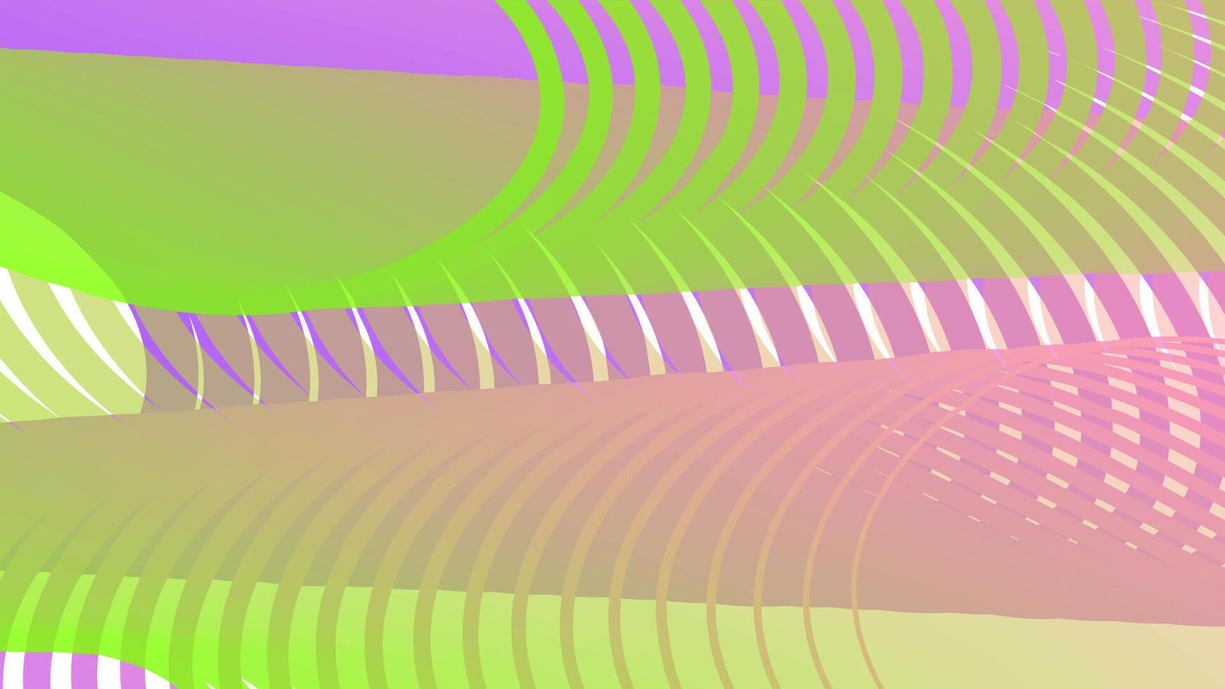 Background of abstract waves of green and purple lines vector