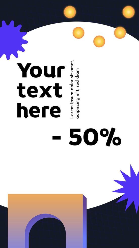 Vertical dark template story format. Neo brutalism style banner with space for text vector