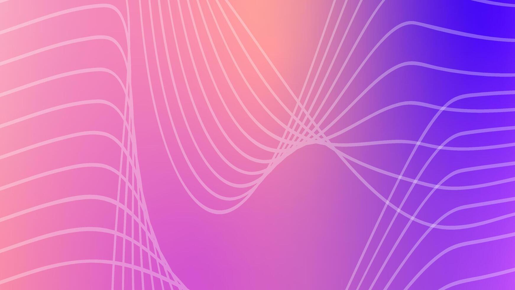 Abstract waves of white lines on purple gradient background vector