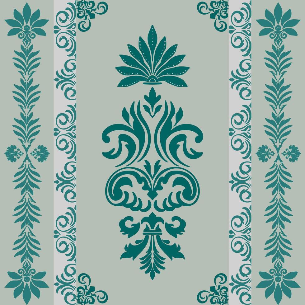 Classic Floral Damask Seamless Pattern baroque style Elegant Textile Design vector
