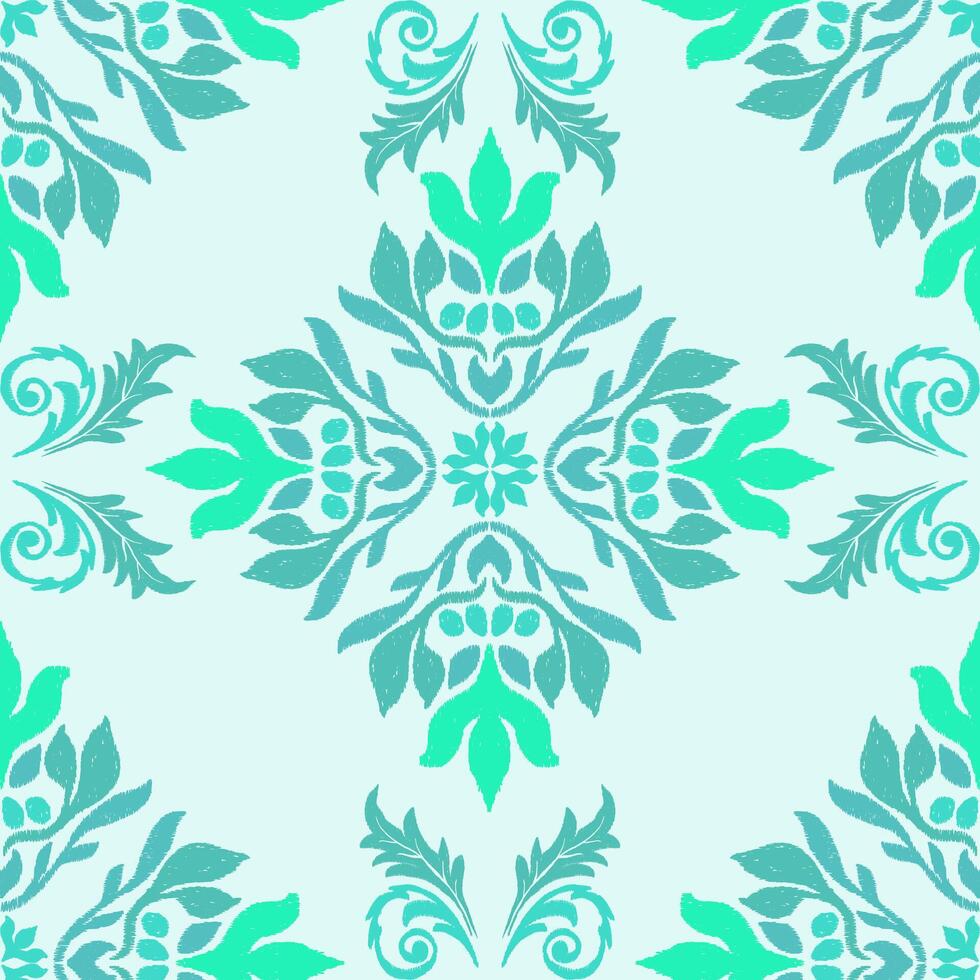 Motifs Ikat floral pattern ethnic embroidery floral design for wrapping silk scarf textile carpet rug texture vector
