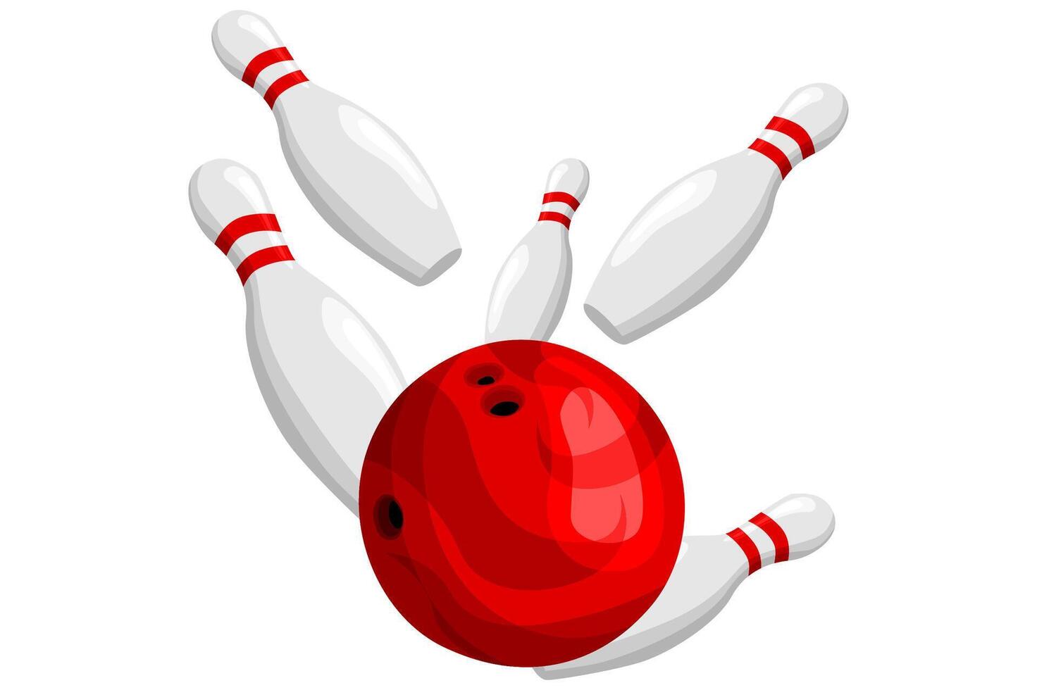 The bowling ball hits the Bowling Pins vector