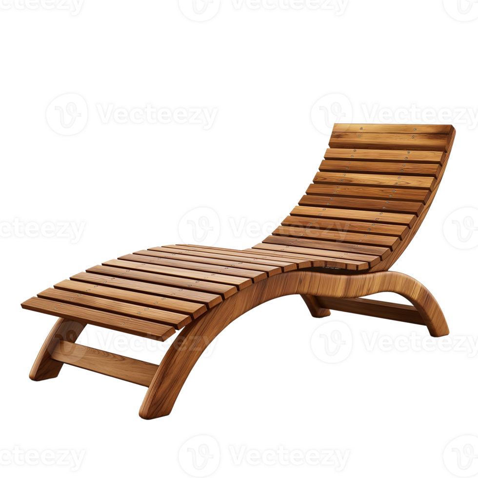 3D wooden chaise lounge isolated on transparent background. png