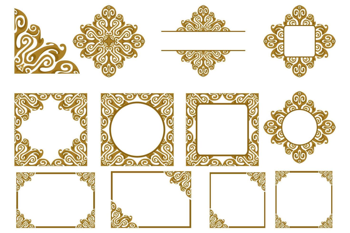 Set Of Border Frame Ornament Design with Black Liquid Theme for Decoration vector