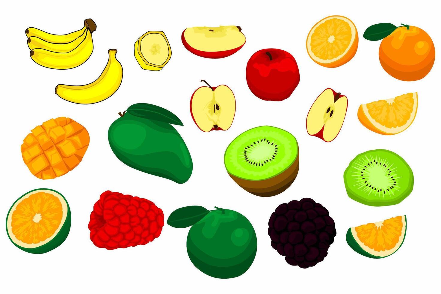 Set Of Various Types of Fresh Fruit vector