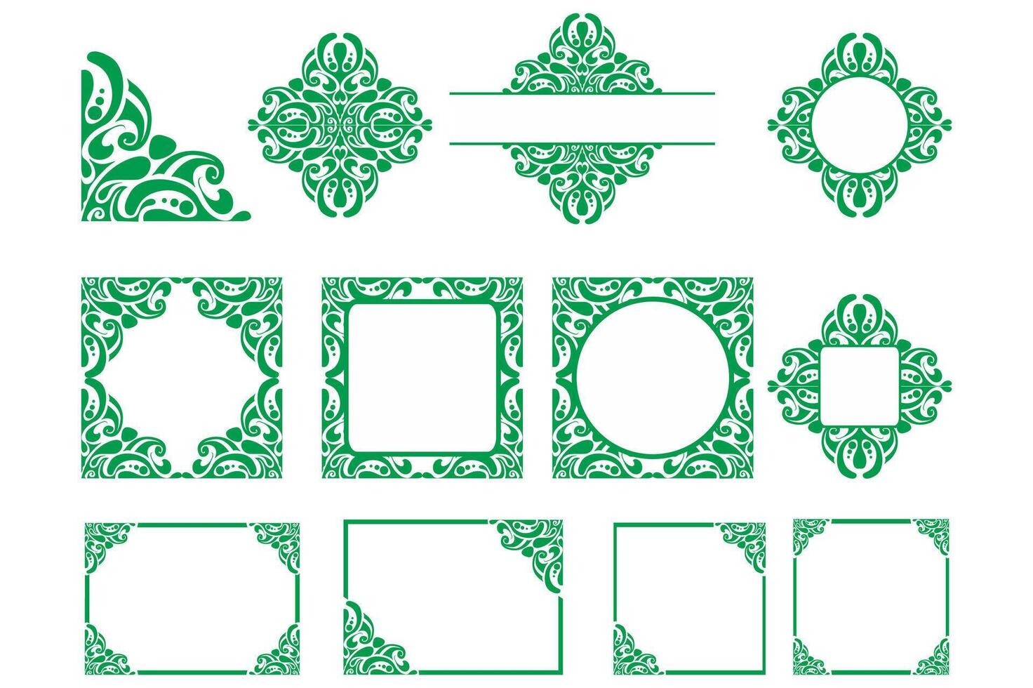 Set Of Green Ornamental Frame Border Design with a Liquid Theme for background design decoration vector