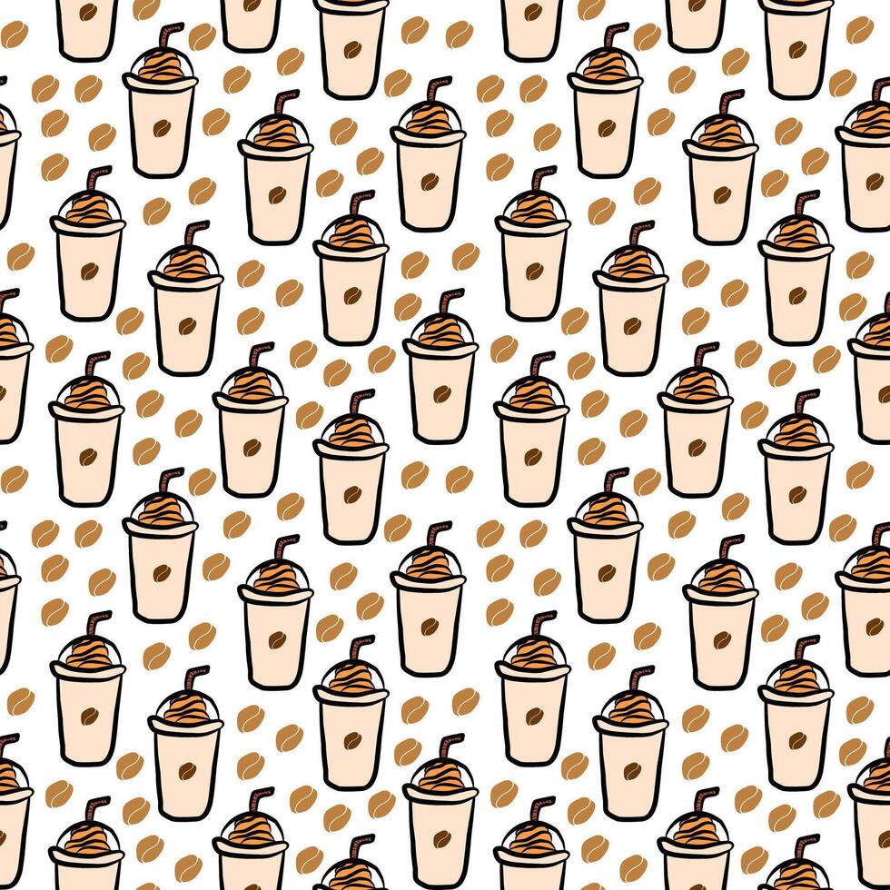 Seamless pattern of coffee milkshake. milk shake pattern background. Seamless pattern of milk shake. drink milk shake pattern. Milkshake Pattern Seamless Design. vector