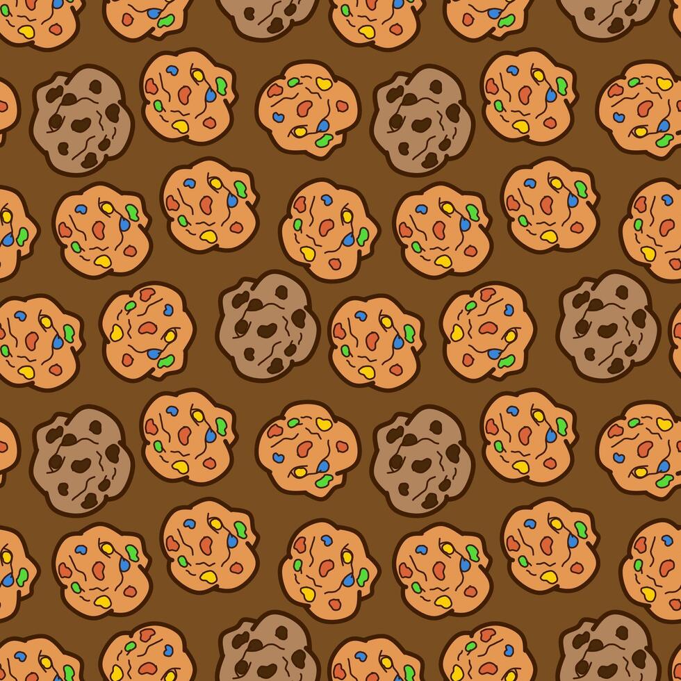 cute cookie seamless pattern background. doodle Cookies seamless pattern. chocolate chips seamless pattern background. Cartoon illustration of Cookies pattern. vector