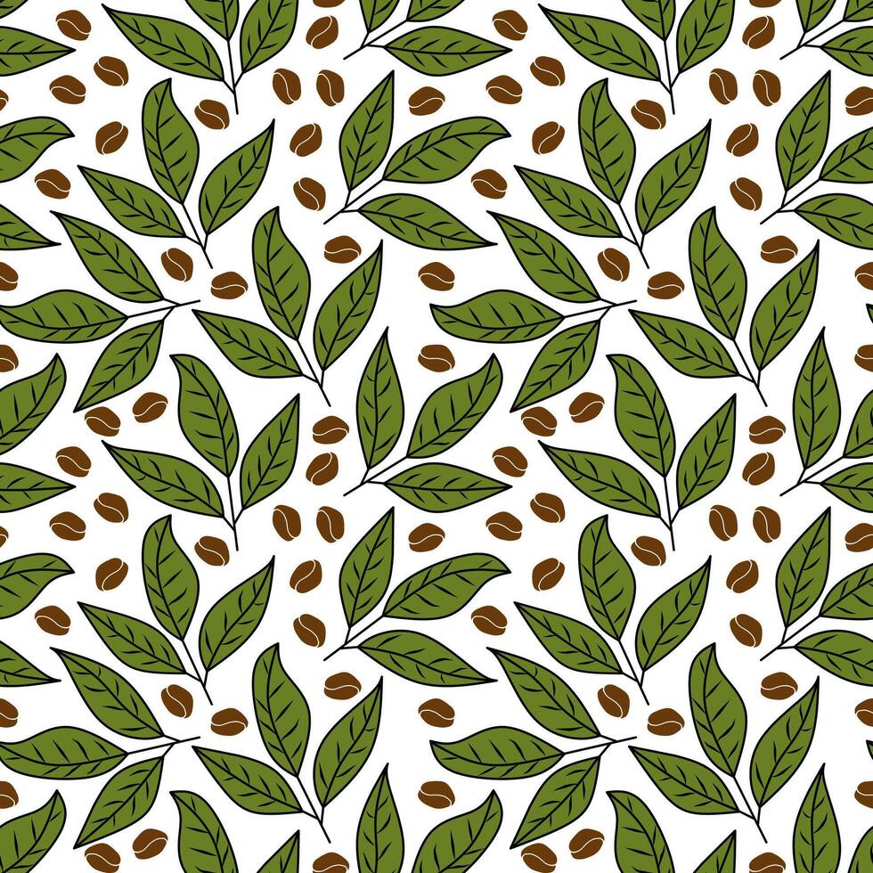 leaf seamless pattern. coffee leaf background. Abstract coffee leaves background. leaf pattern vintage. vector