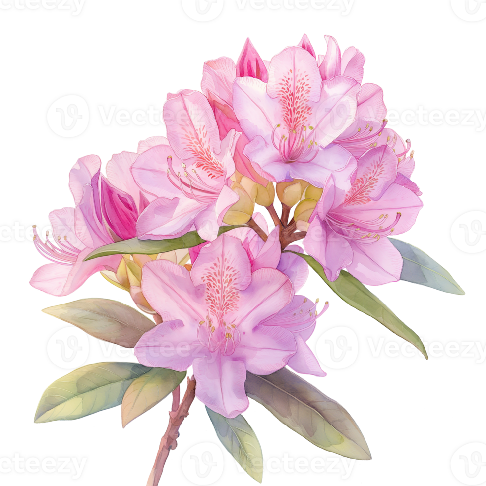 watercolor painting illustration rhododendron flower isolated on transparent background. png
