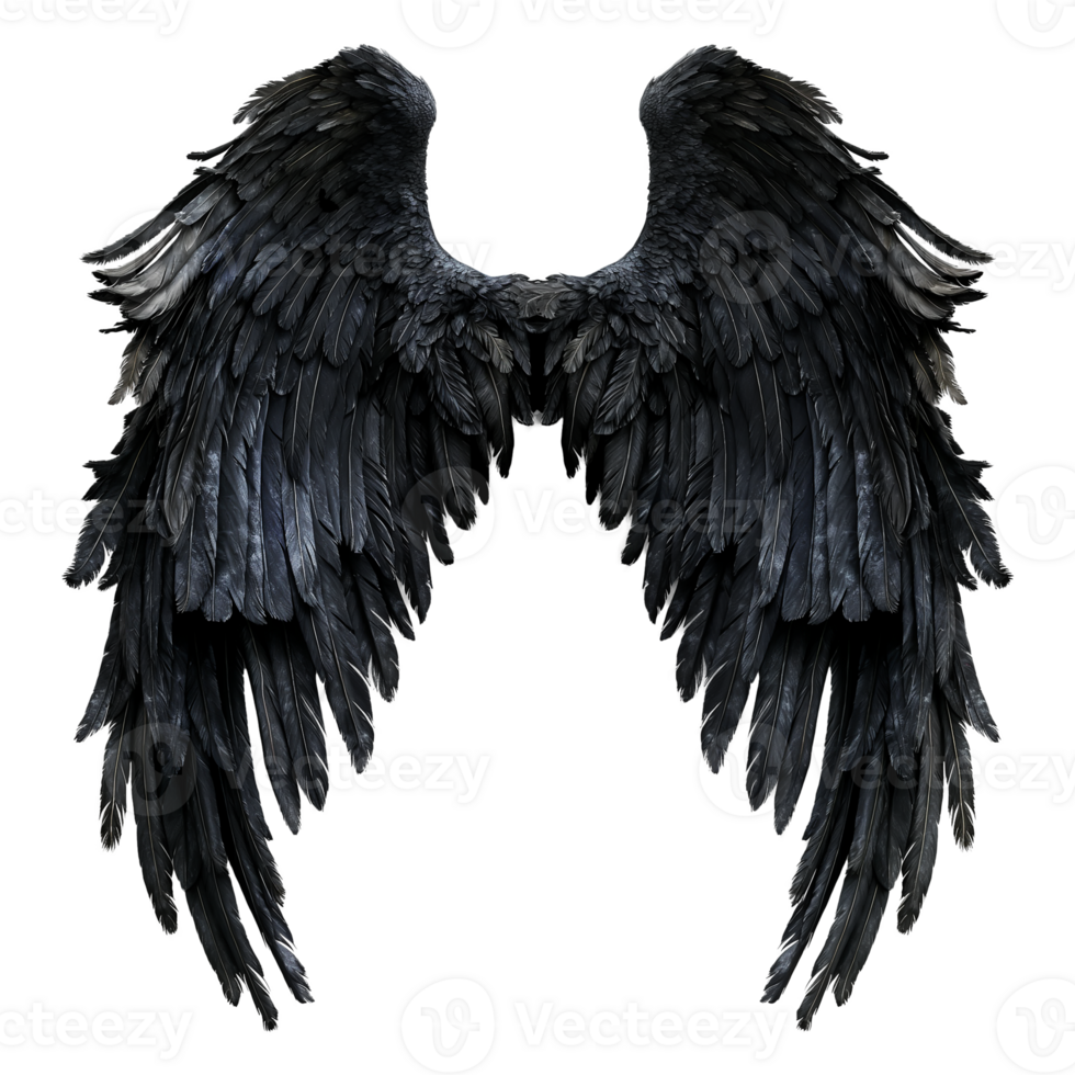Black demon wings isolated on transparent background png
