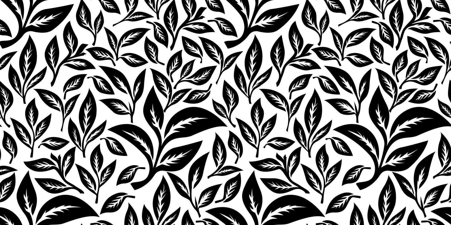 tea leaves pattern background. green leaves pattern background. Green tea leaf seamless pattern. seamless patterns with green leaves of tea. vector