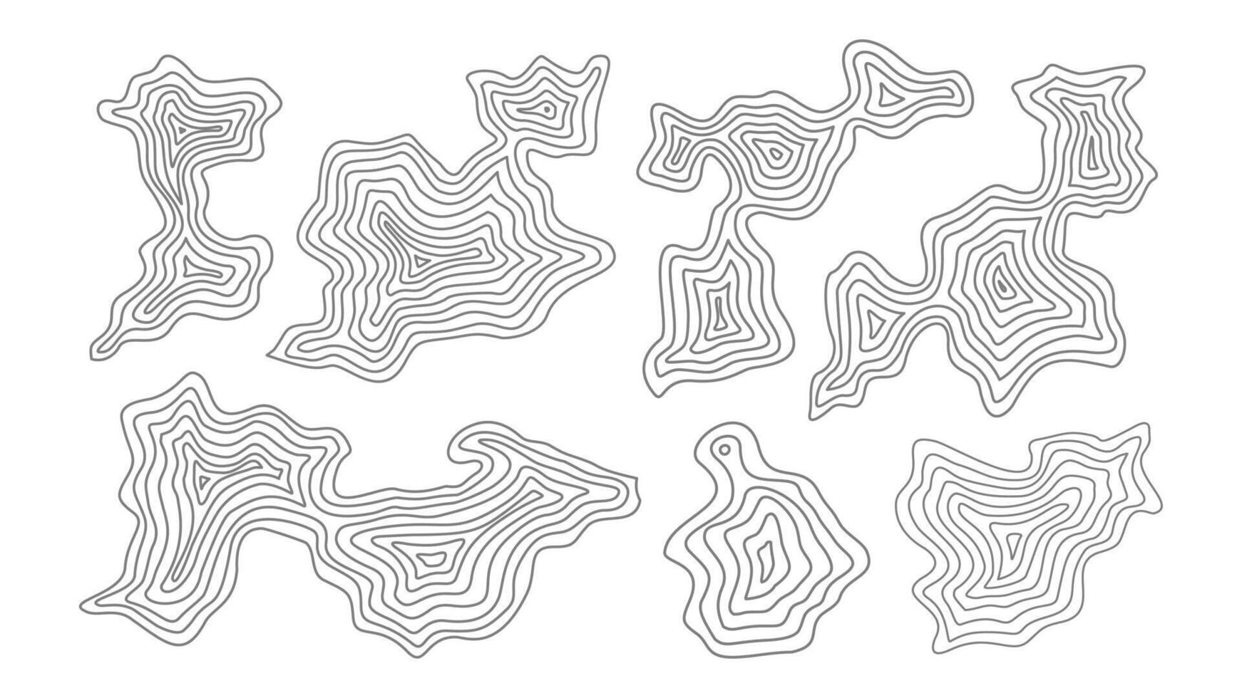 set of hand drawn contour sketches. set of contour element. contour background. set of topographic contour background. Topographic map contour background. vector