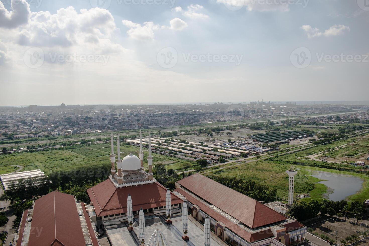 high angle view of Biq Mosque Central Java or Masjid Agung Jawa Tengah Indonesia. photo