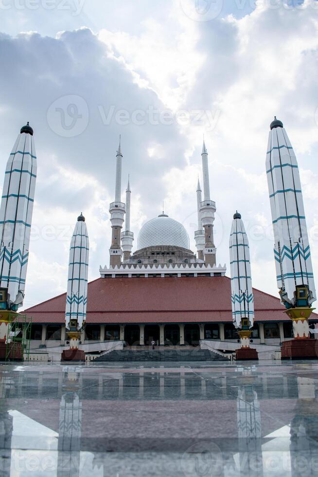 Low angle view of Biq Mosque Central Java or Masjid Agung Jawa Tengah Indonesia. photo