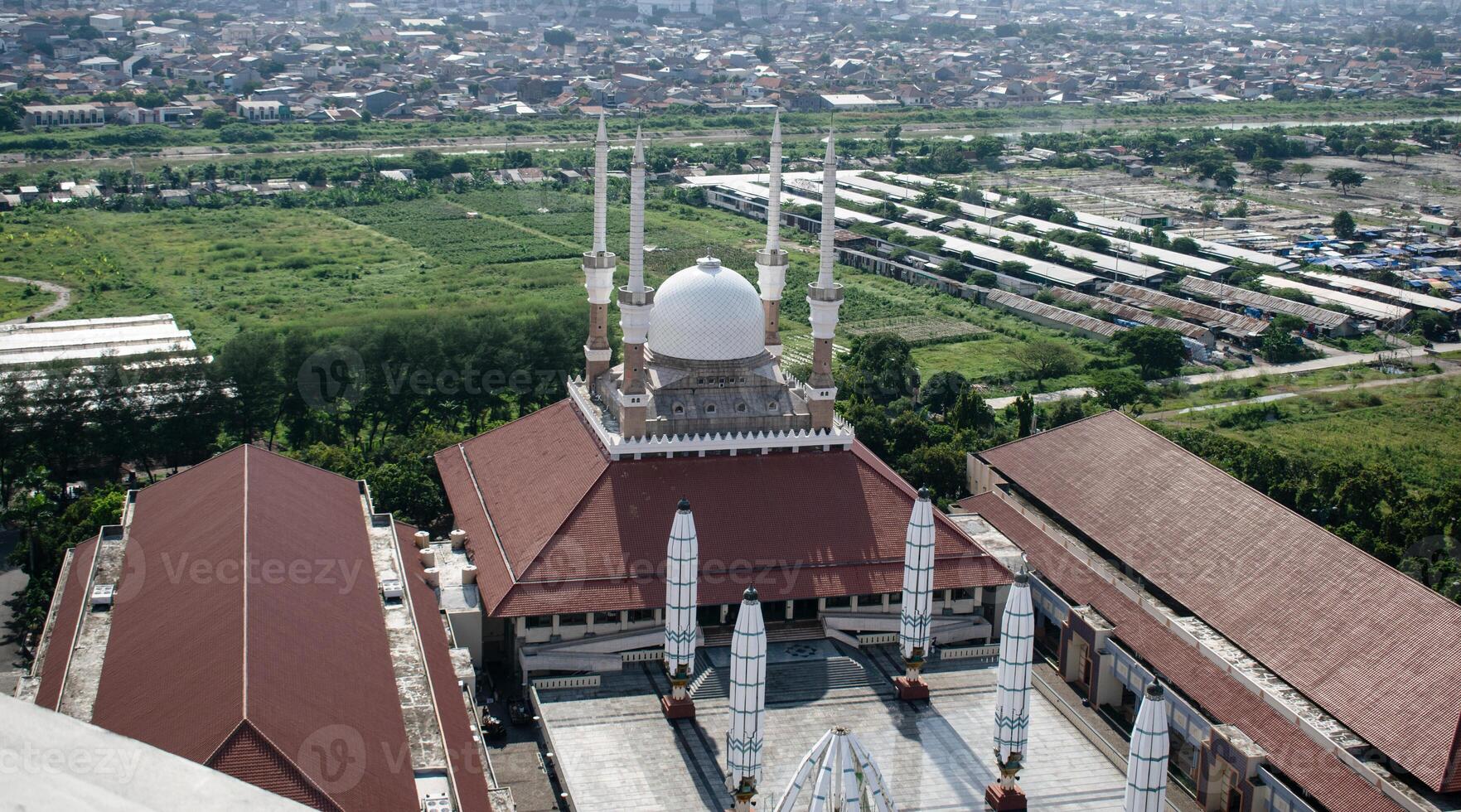 high angle view of Biq Mosque Central Java or Masjid Agung Jawa Tengah Indonesia. photo