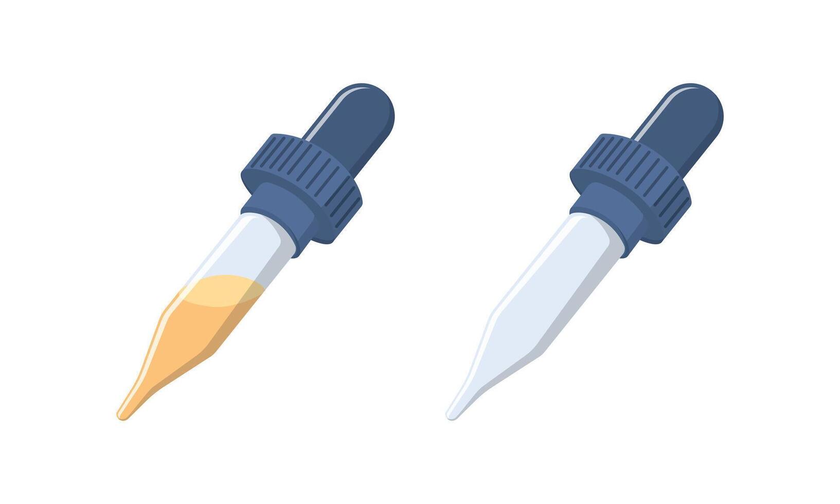 Cute illustration of pipette with liquid. Flat laboratory equipment. Isolated on white background Blood test, dropper, medicine sticker, icon or print. Isolated on white background vector