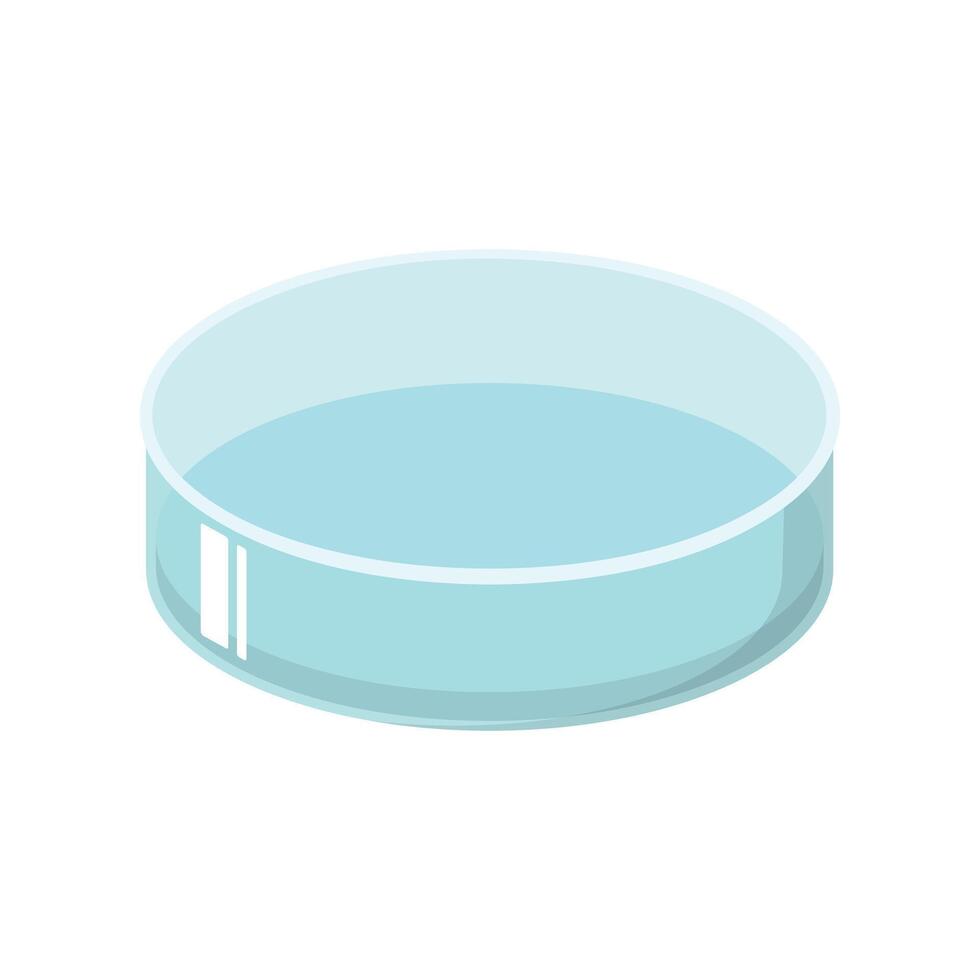 Empty Petri dish illustration. Transparent chemistry glassware. Isolated on white background. Science and laboratory concept vector