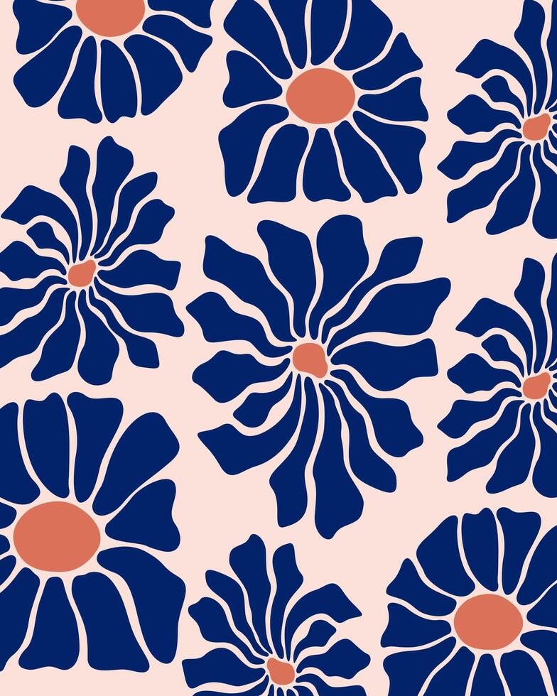 Flower pattern background boho hippie fabric textile motif design print art paper wall decor editable vector
