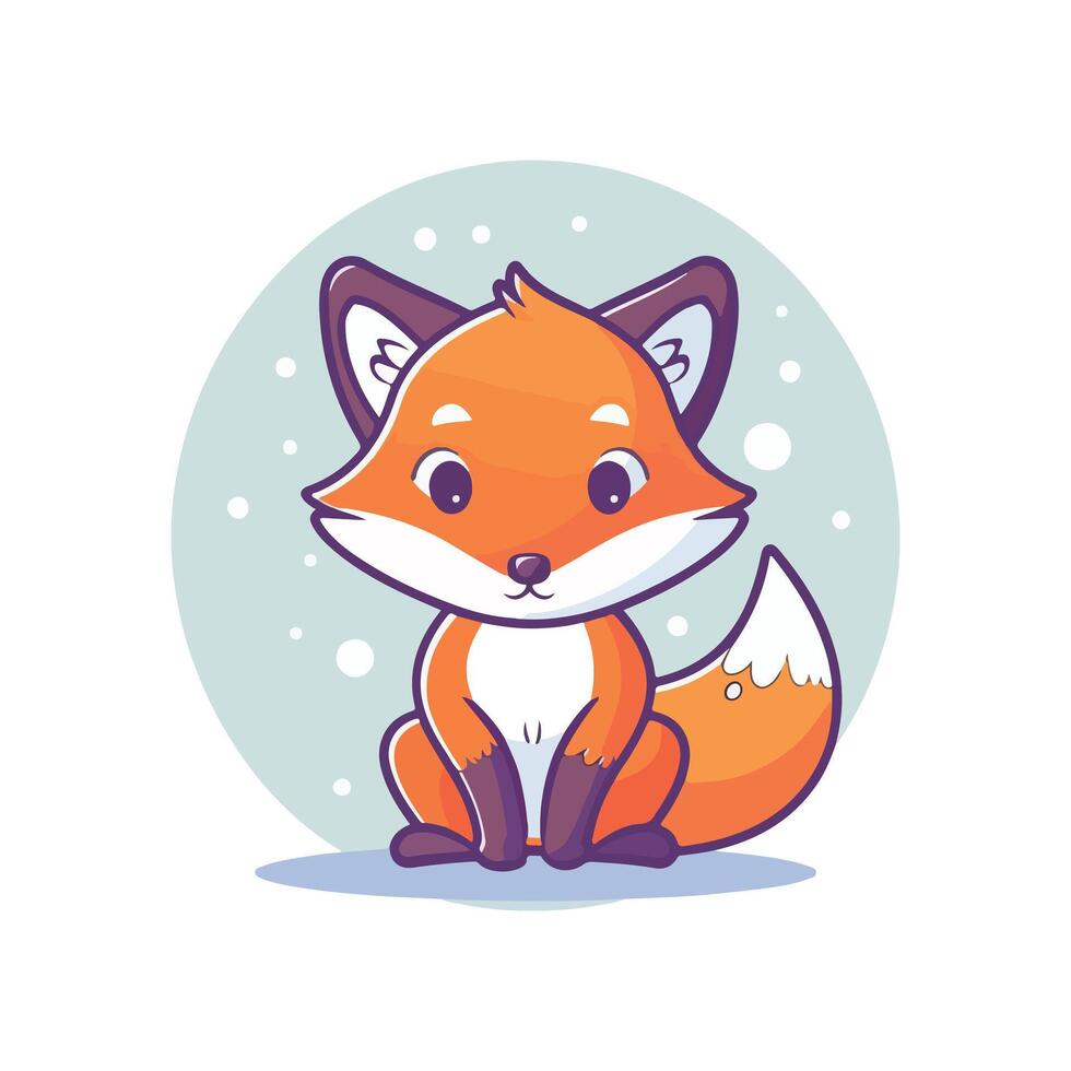 Happy cute cartoon style fox character illustration in flat color design on white background. vector