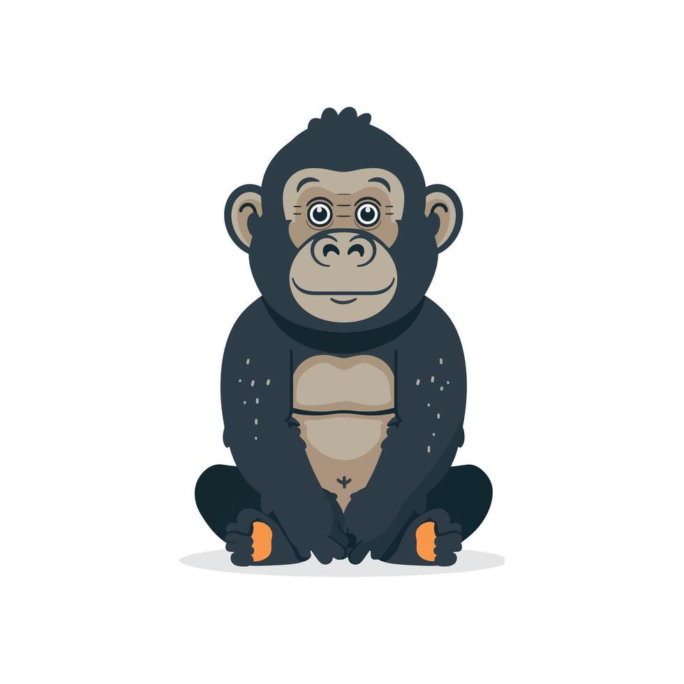 Happy cute cartoon style Gorilla character illustration in flat color design on white background. vector