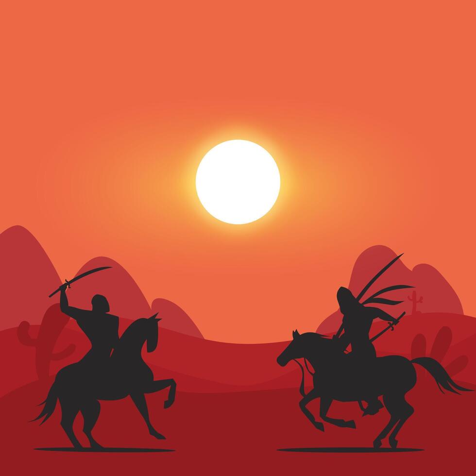 Arabian knight on horse vector