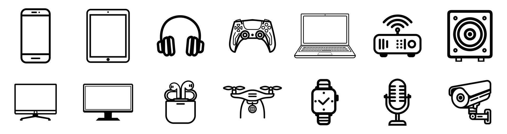 Modern electronic gadgets icons set vector
