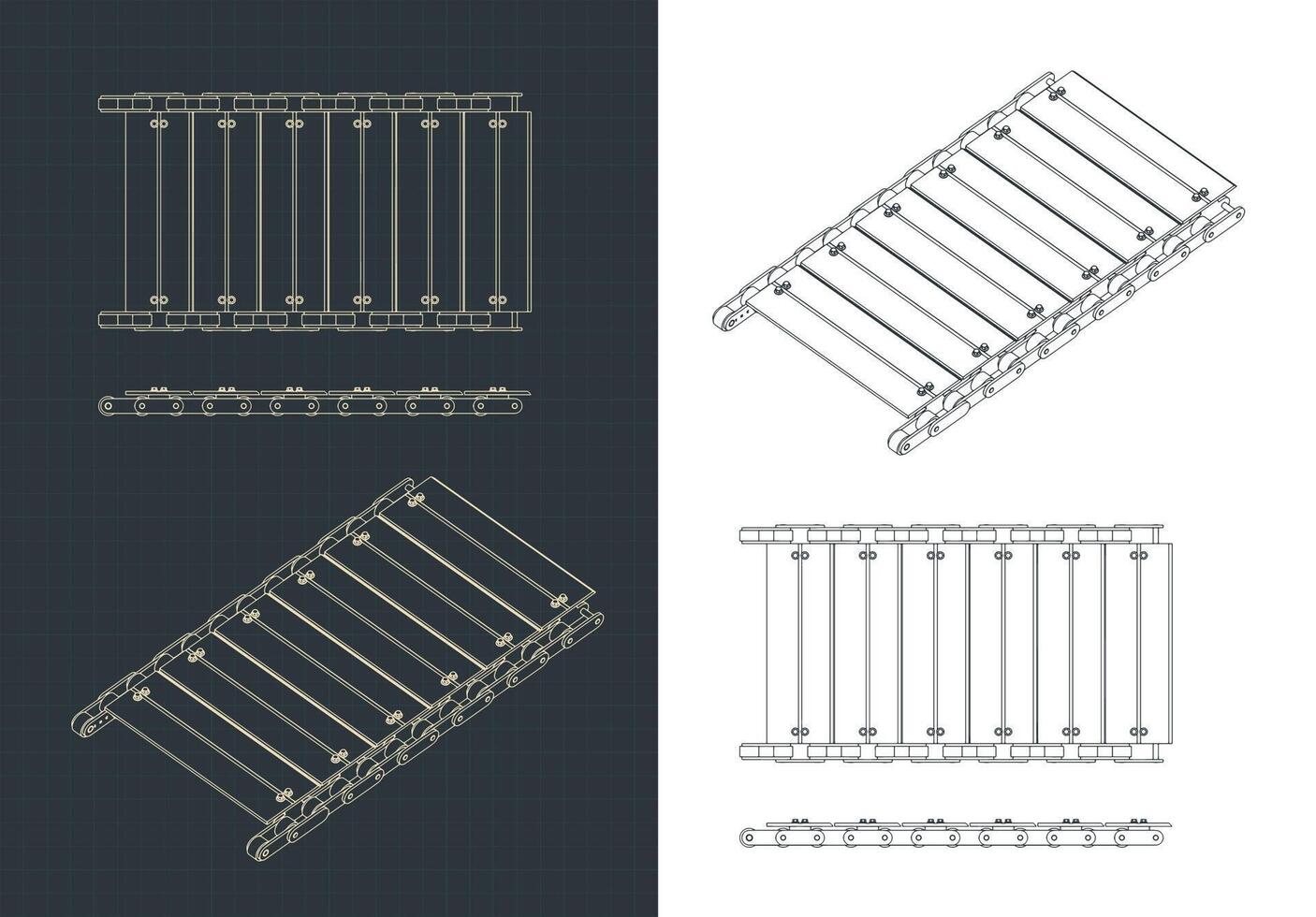 Conveyor belt blueprints vector