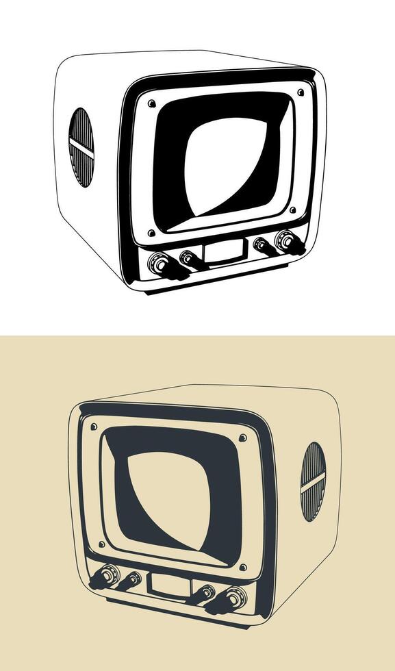 Retro television illustrations vector