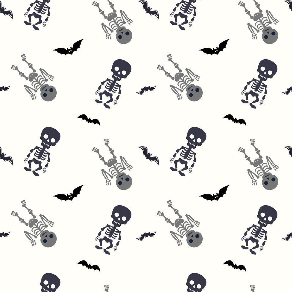 Monochrome halloween pattern with skeletons. Funny skeletons. Halloween backgrounds, seamless pattern. vector