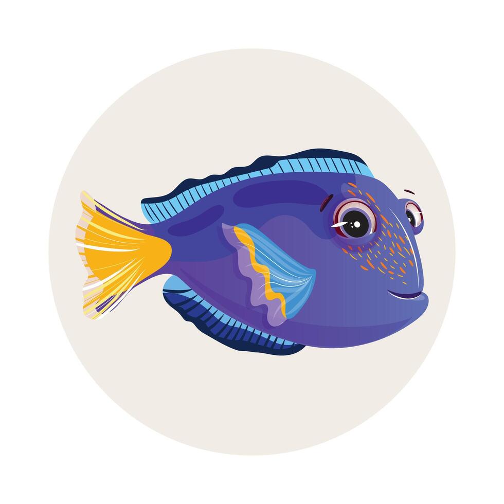 Cheerful blue tang fish, vibrant and joyful, isolated on a white background vector