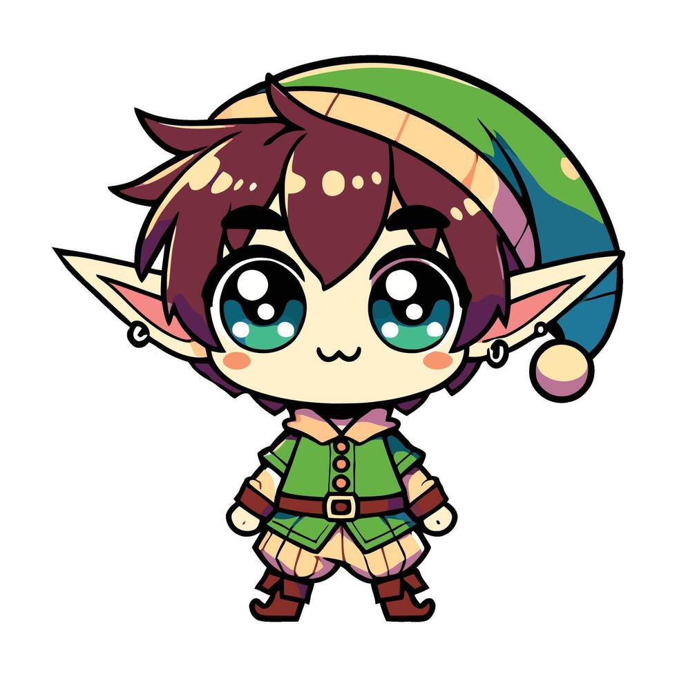 Green Elf smiling cartoon vector