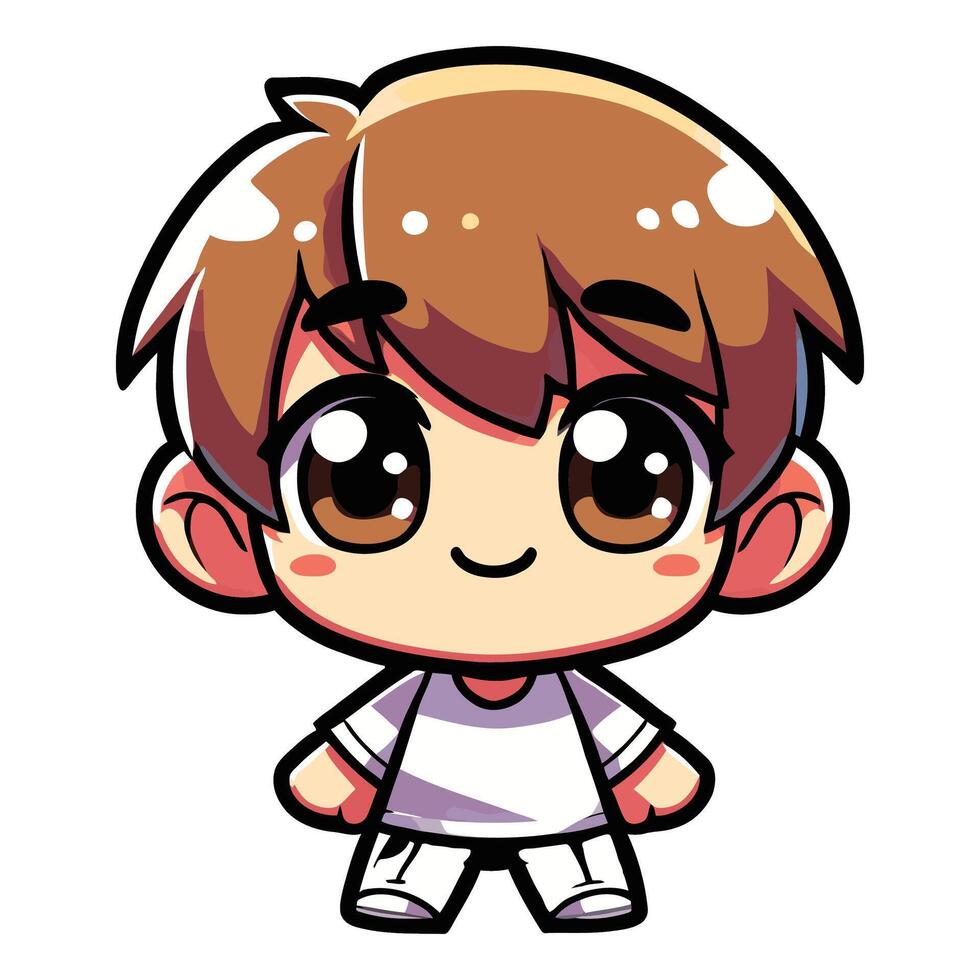 Cute smiling chibi cartoon style vector