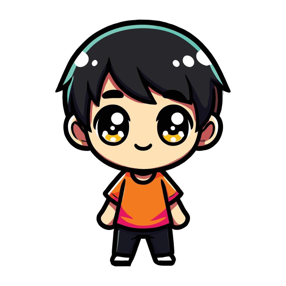 boys with smiling chiby style cartoon vector