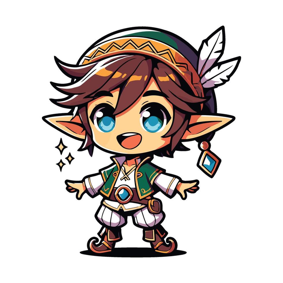 Cute Elf with traditional uniform cartoon style vector