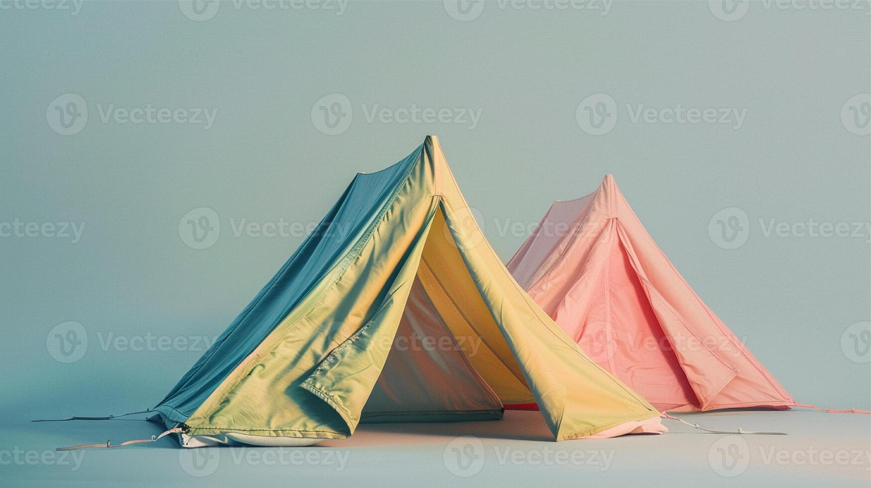 Camping tent on a dark background. 3d render illustration. photo