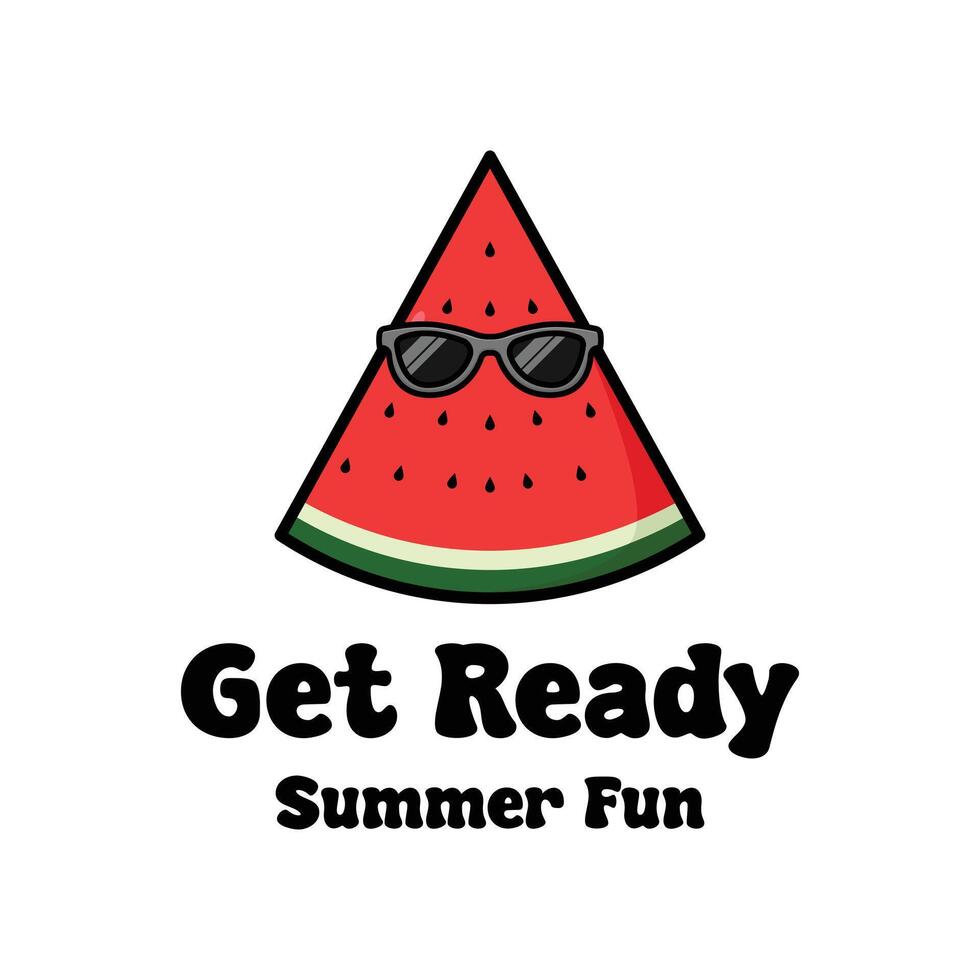 cartoon watermelon with glasses having fun for summer vector