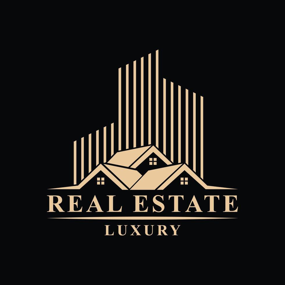 real estate luxury golden logo design concept idea vector