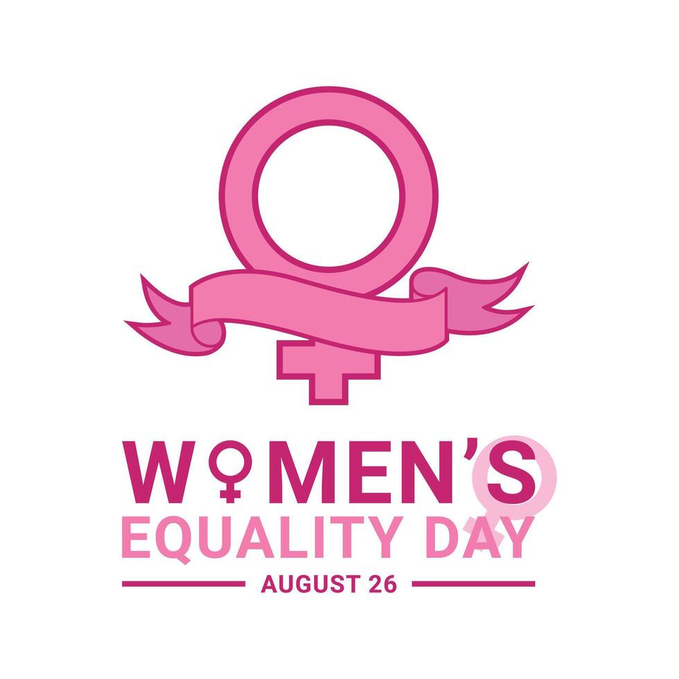 women's equality day background design template with pink ribbon for august 26 vector