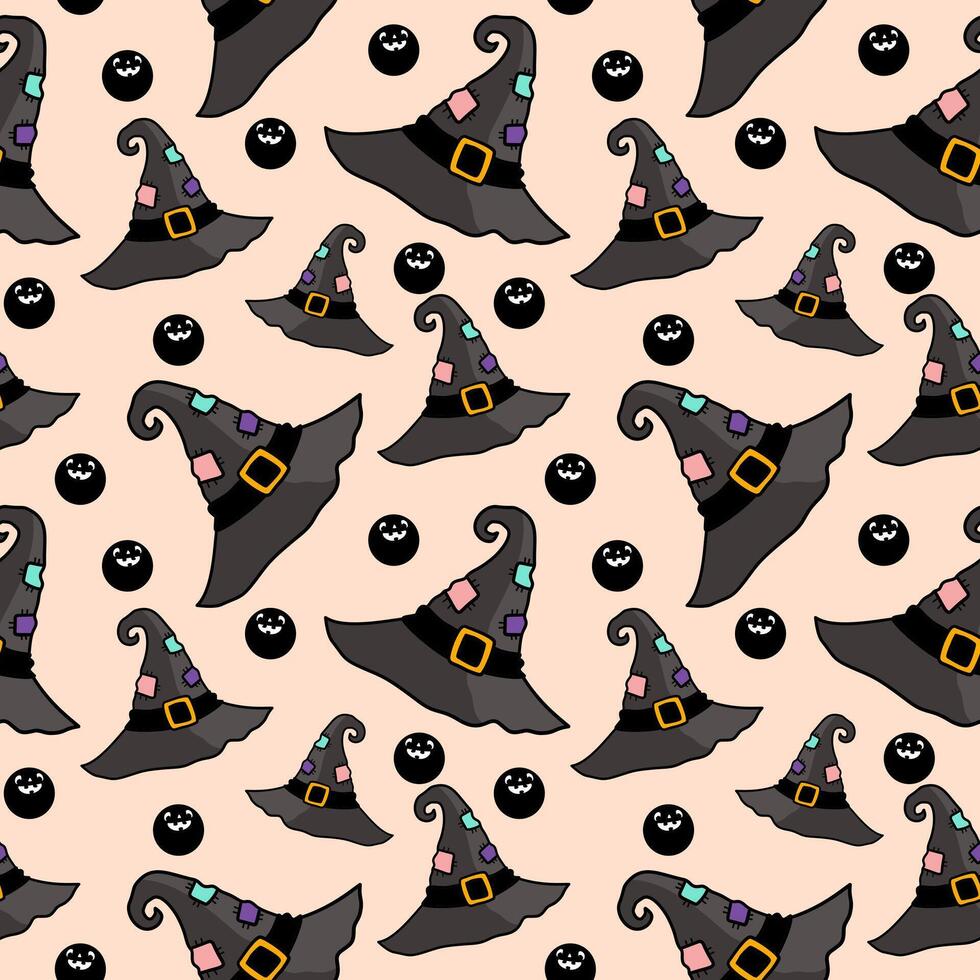 Cute Witch hat seamless pattern for Halloween background vector