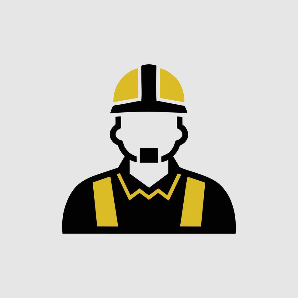 Industrial worker icon. Gray background with yellow vector