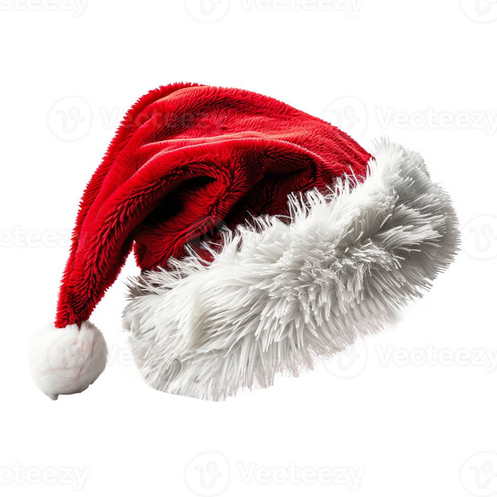 Santa hat with a white pompom isolated on transparent background. png